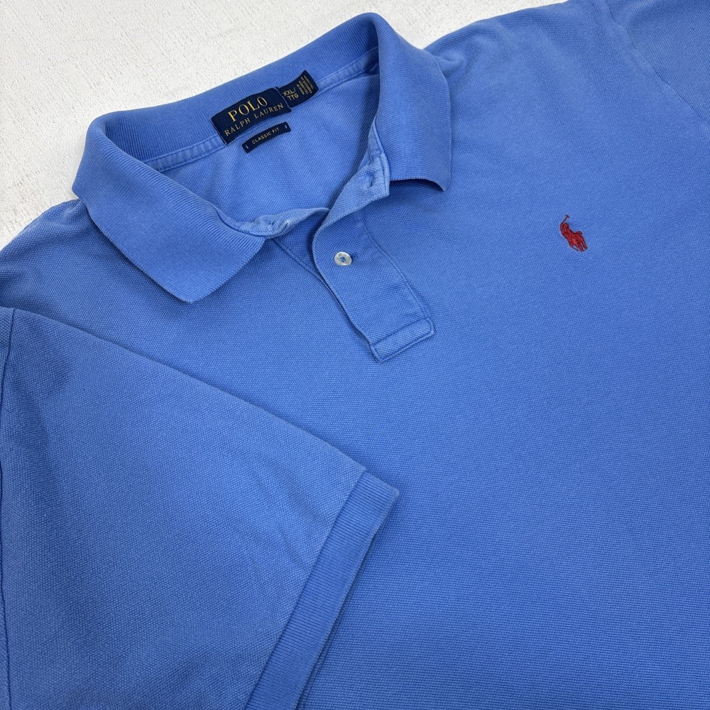 Polo Ralph‎ Lauren Classic Fit Mens Blue Polo Red Pony Size XXL Preppy Classic
